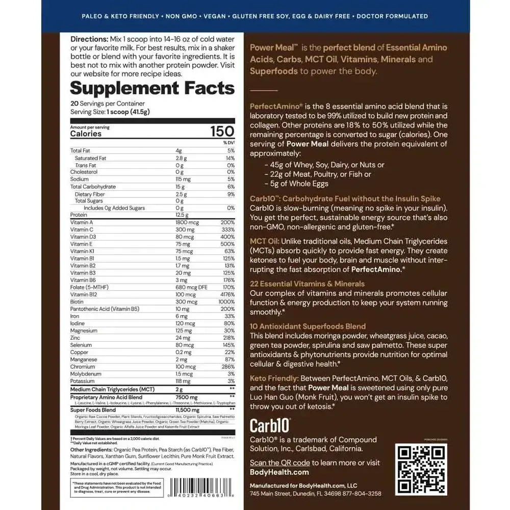 Product image for PerfectAmino® Power Meal, Chocolate.