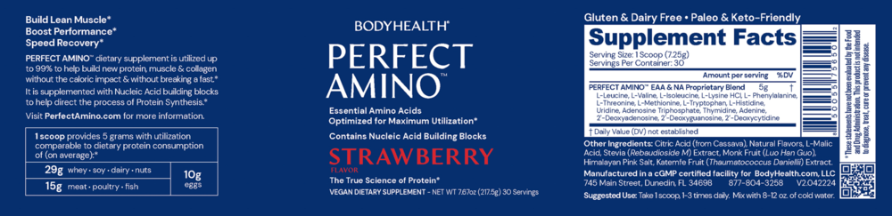 Product image for PerfectAmino Powder, Strawberry.