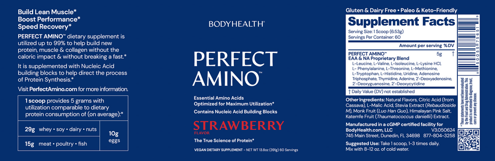 Product image for PerfectAmino Powder, Strawberry.