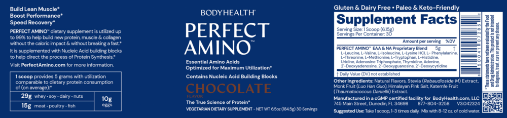 Product image for PerfectAmino Powder, Chocolate.