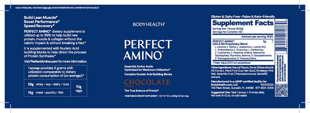 Product image for PerfectAmino Powder, Chocolate.