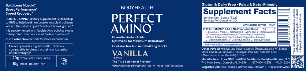 Product image for PerfectAmino Powder, Vanilla.