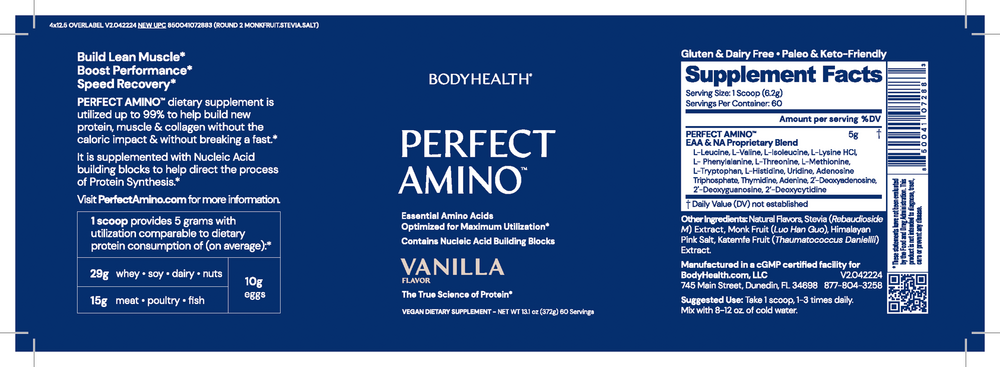 Product image for PerfectAmino Powder, Vanilla.