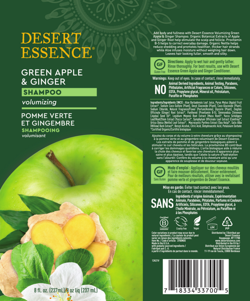 Product image for Green Apple &amp; Ginger Thickening Shampoo.