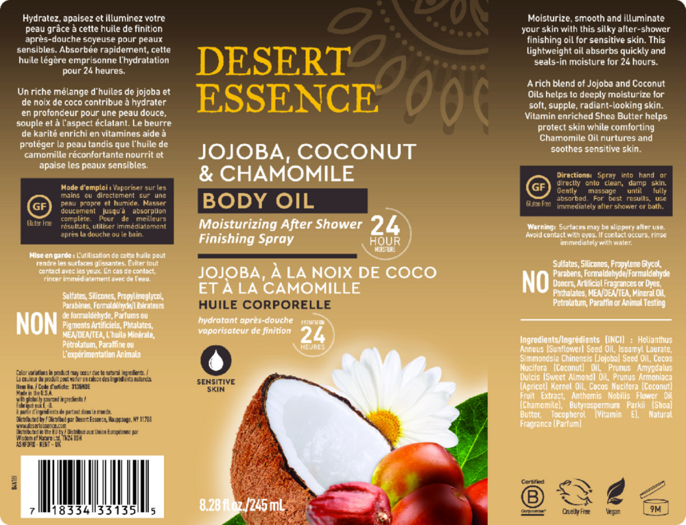 Product image for Jojoba Coconut Chamomile Body Oil Spray.