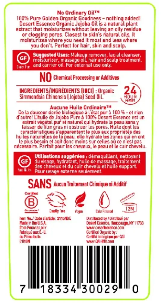 Product image for Organic Jojoba Oil (USDA).