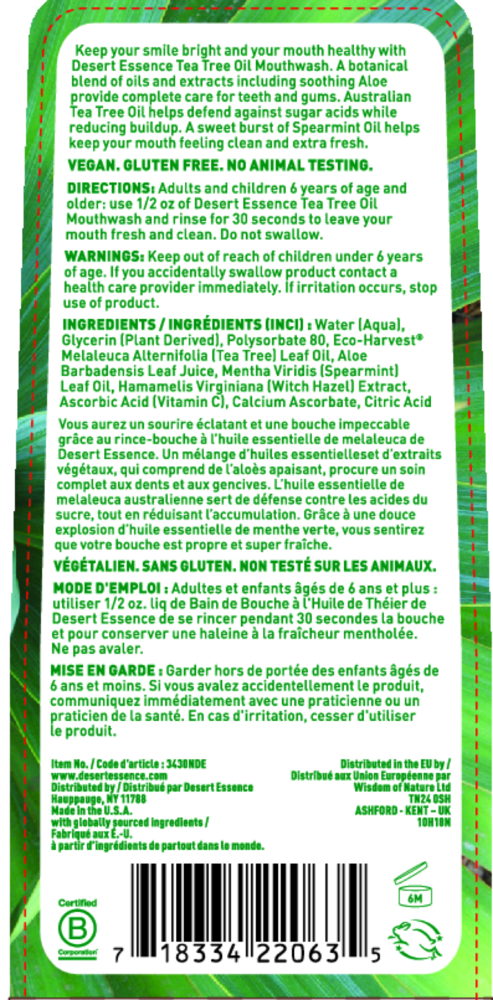 Product image for Tea Tree Oil Mouthwash w/ Spearmint.