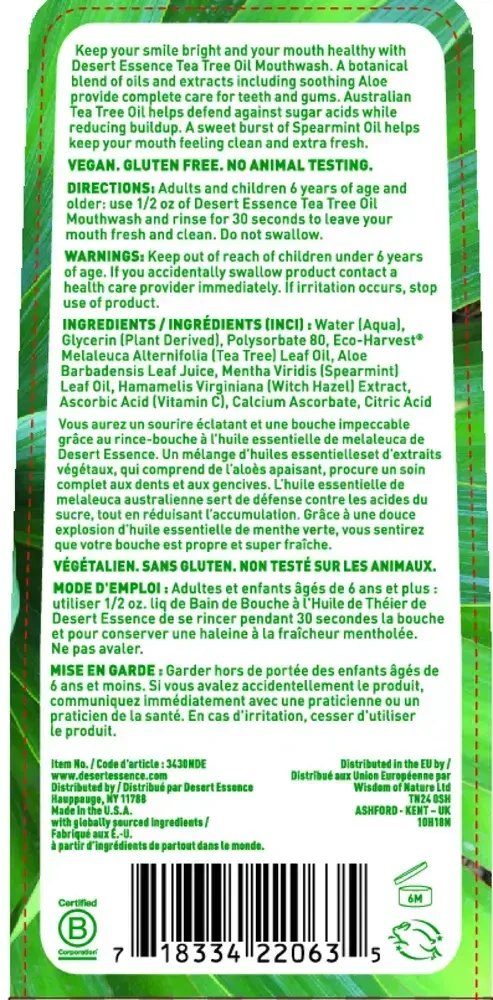 Product image for Tea Tree Oil Mouthwash w/ Spearmint.