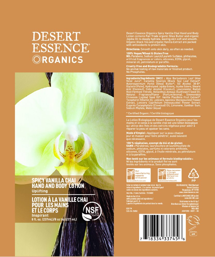 Product image for Vanilla Chai Lotion Hand &amp; Body Lotion.