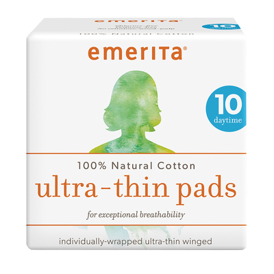 Ultra Thin Daytime Pads, Natural Cotton, with Wings 10 Pads