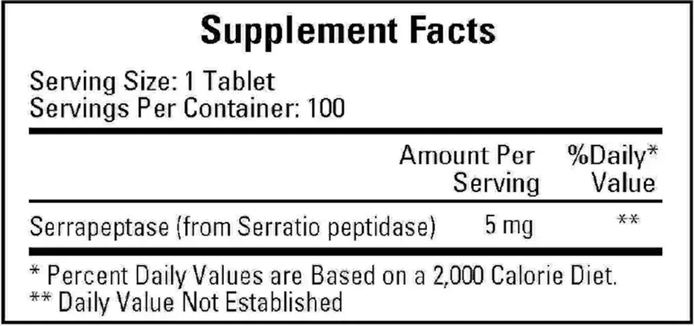 Product image for Serraflazyme (Serratia Peptidase 5mg).