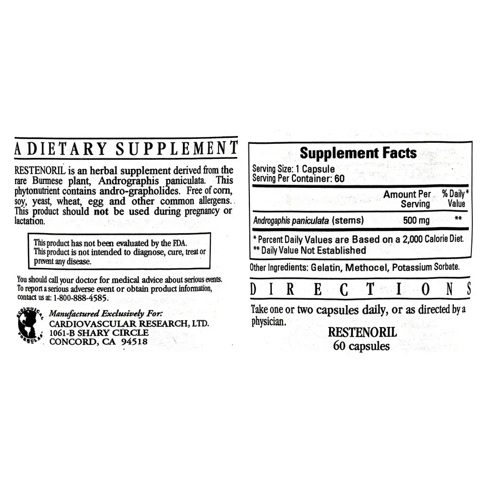 Product image for Restenoril (Andrographis 4:1).
