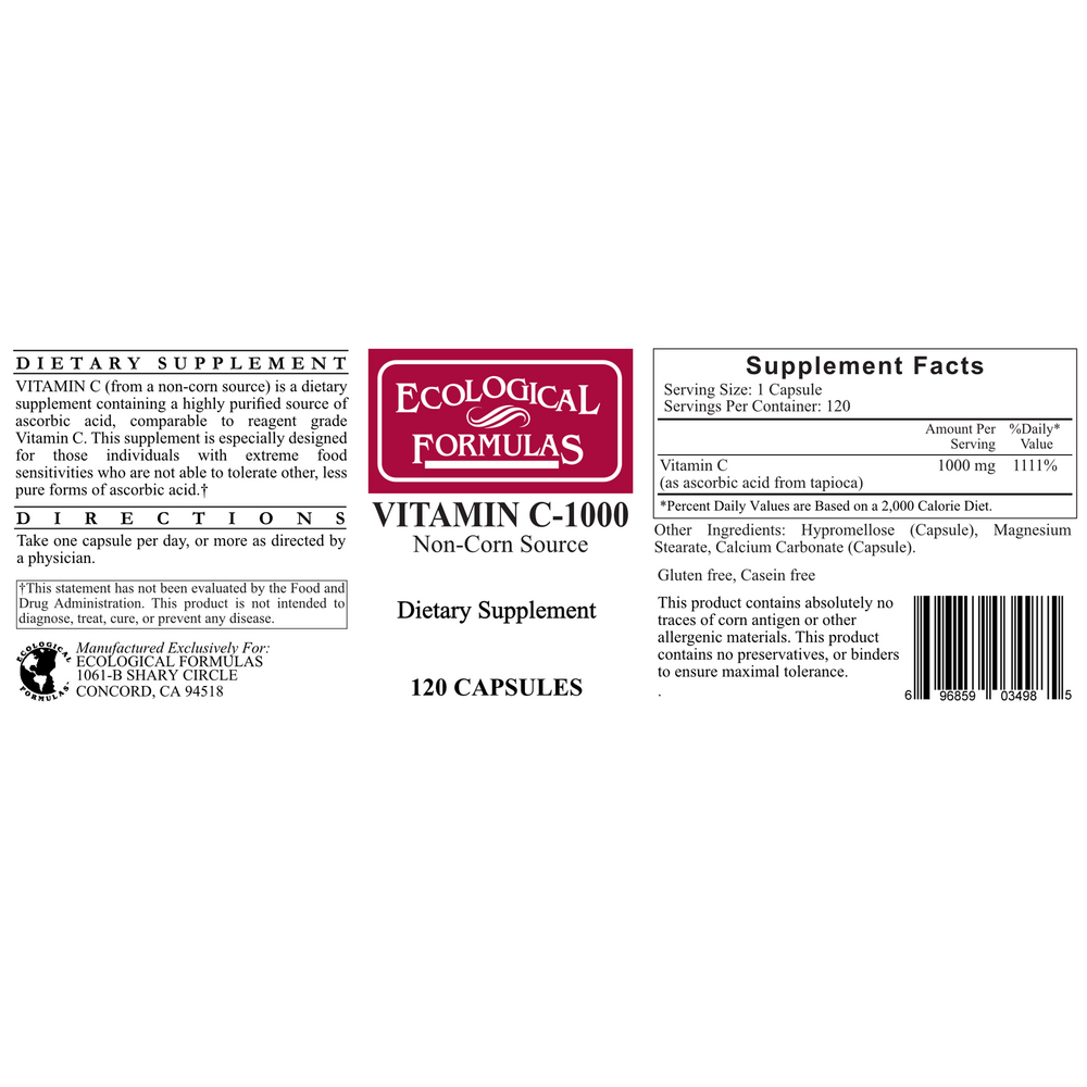 Product image for Vitamin C-1000 (non-corn).
