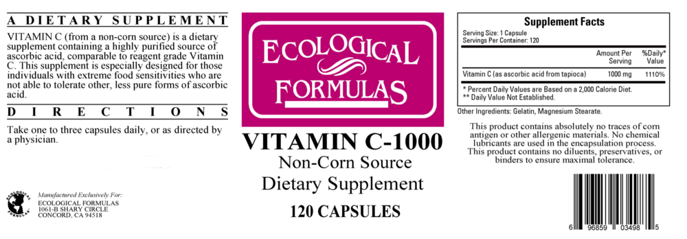 Product image for Vitamin C-1000 (non-corn).