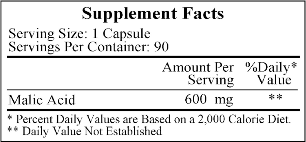 Product image for Malic Acid 600mg.