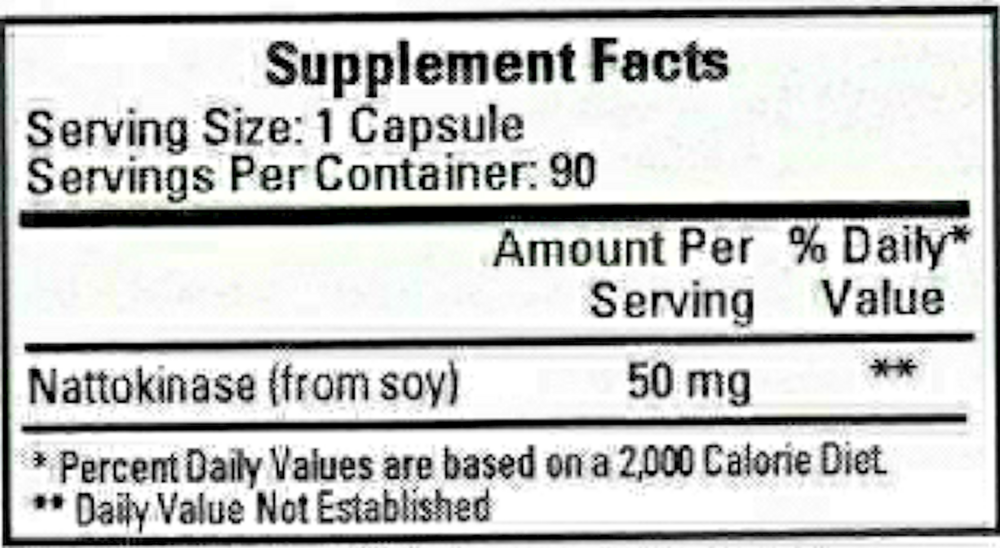 Product image for Nattokinase 50mg/1000FU.