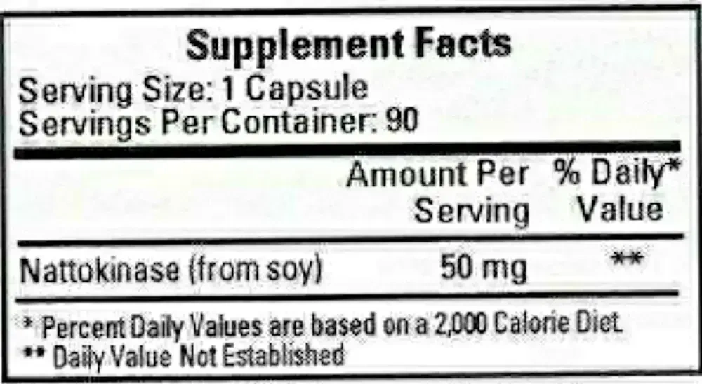 Product image for Nattokinase 50mg/1000FU.