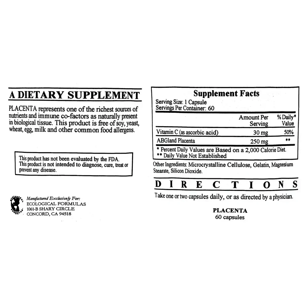 Product image for Placenta (Lypholized 250mg).