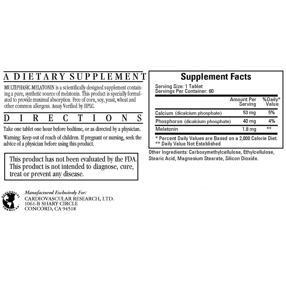 Product image for Multiphasic Melatonin SR (1.8mg).
