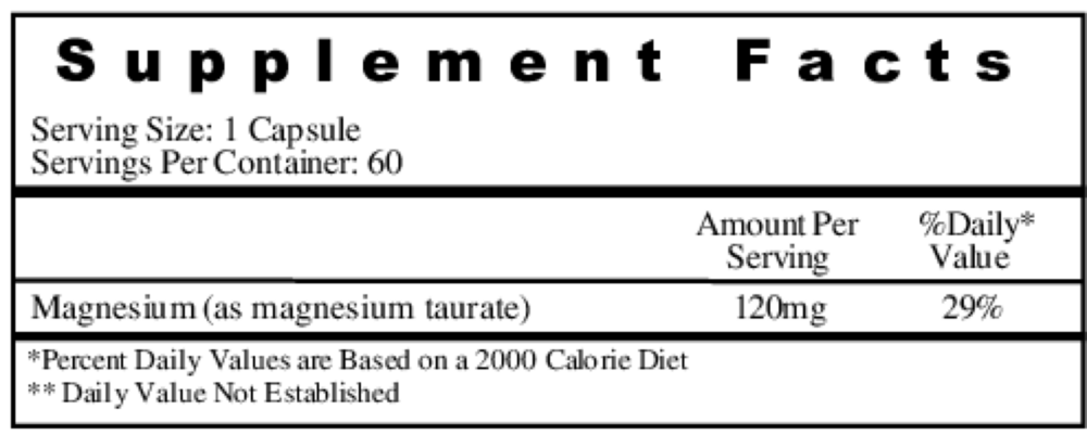 Product image for Magnesium Taurate 125mg.