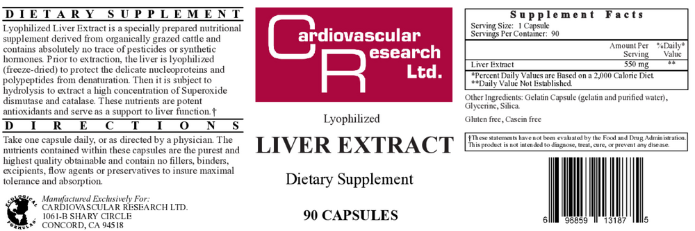 Product image for Liver Extract (Lyophilized 550mg).