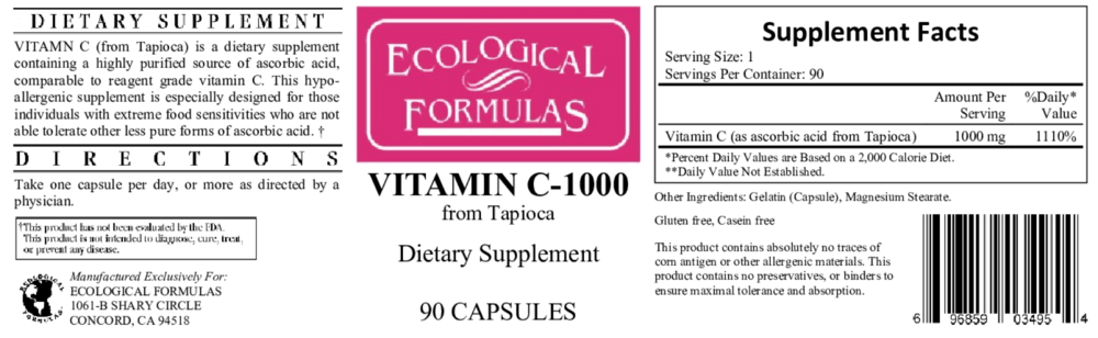 Product image for Vitamin C-1000 (from tapioca).