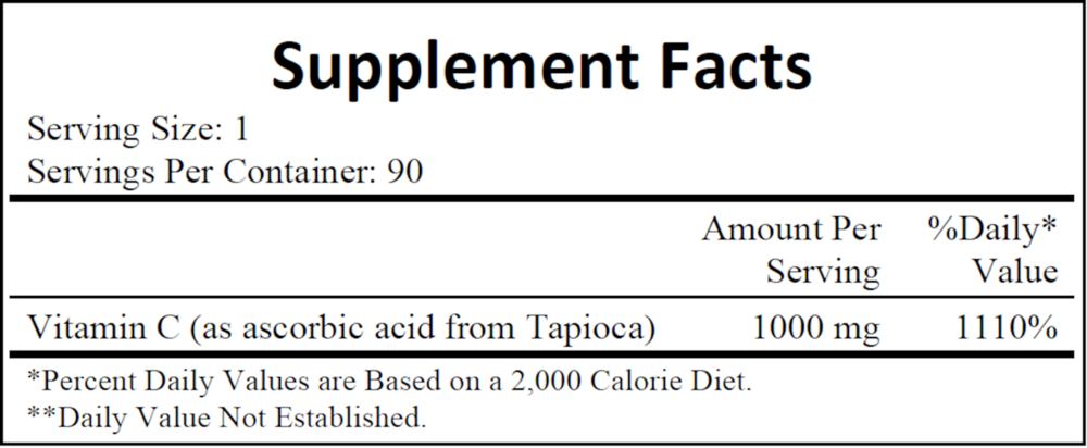 Product image for Vitamin C-1000 (from tapioca).