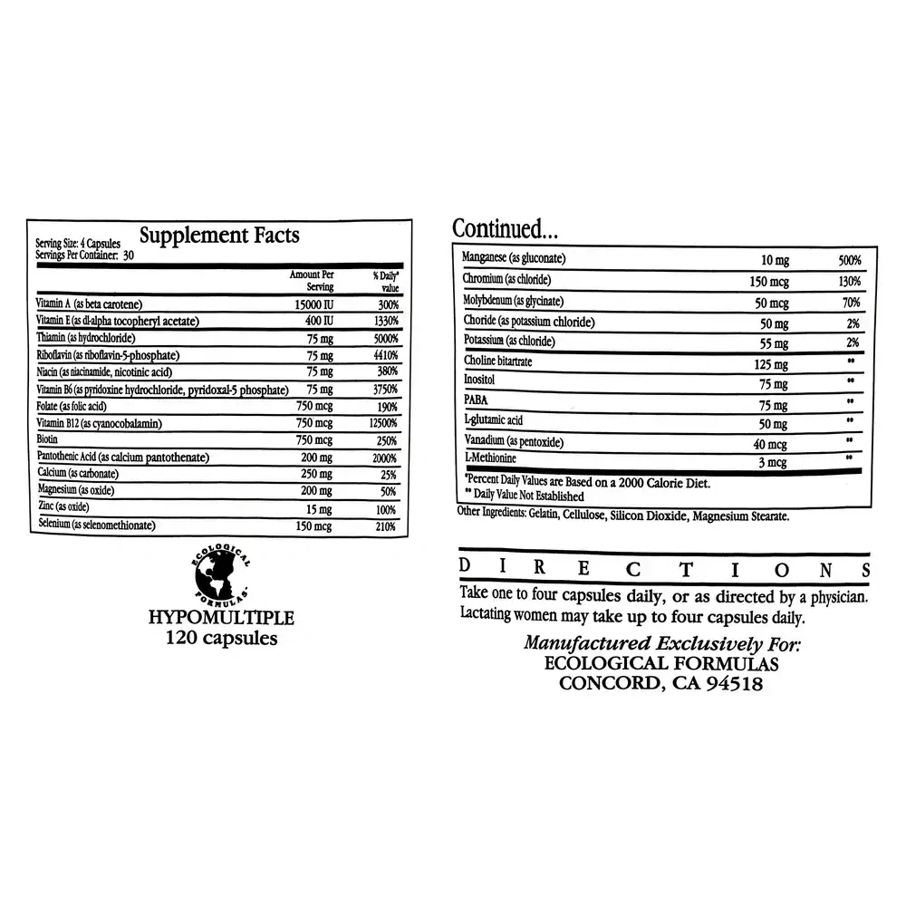 Product image for Hypomultiple w/o fe and cu.