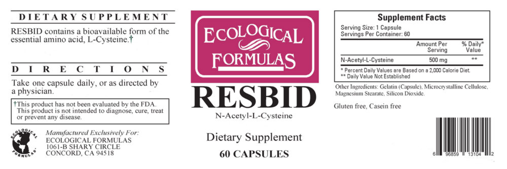 Product image for Resbid (N-AcetylCysteine SR 500mg).