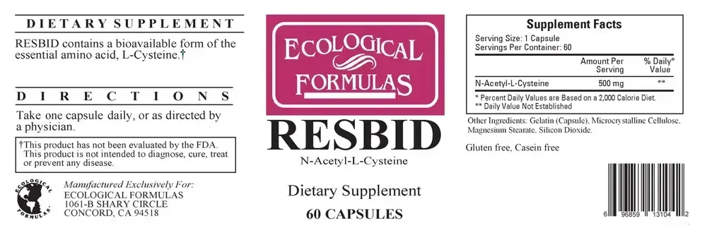 Product image for Resbid (N-AcetylCysteine SR 500mg).