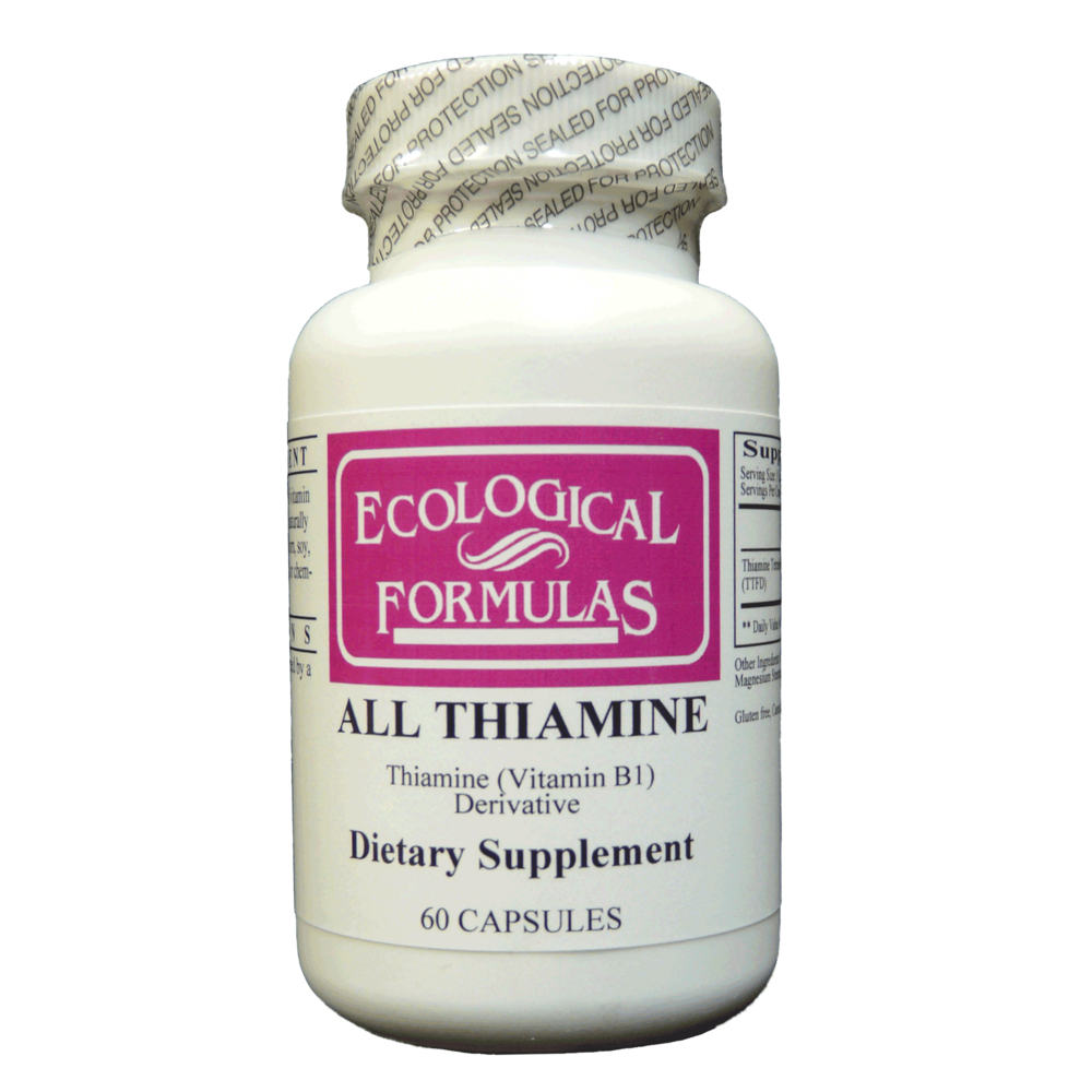 Product image for All Thiamine  (fat soluble B1 - TTFD, 50 mg capsule).