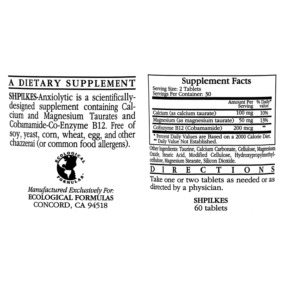 Product image for Shpilkes (CA Carbonate&#x2F;MG Taurate + L-Theanine).