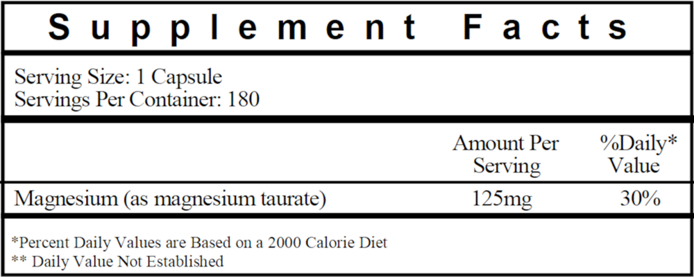 Product image for Magnesium Taurate 125mg.