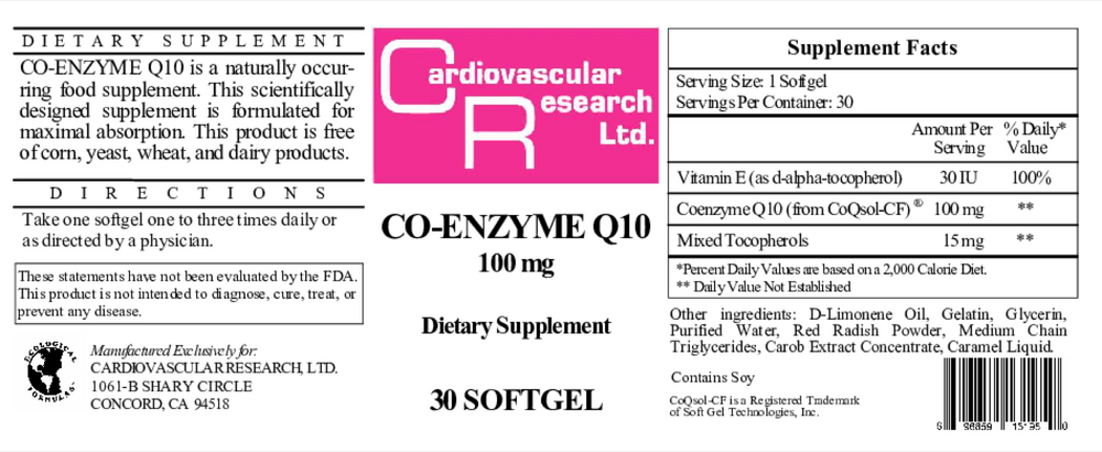 Product image for CoQ10 100mg.