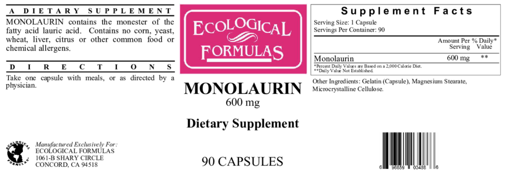 Product image for Monolaurin 600mg.