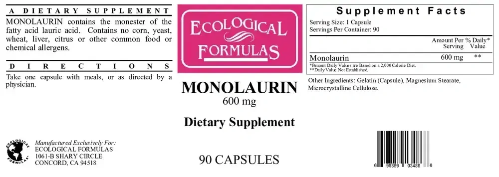 Product image for Monolaurin 600mg.