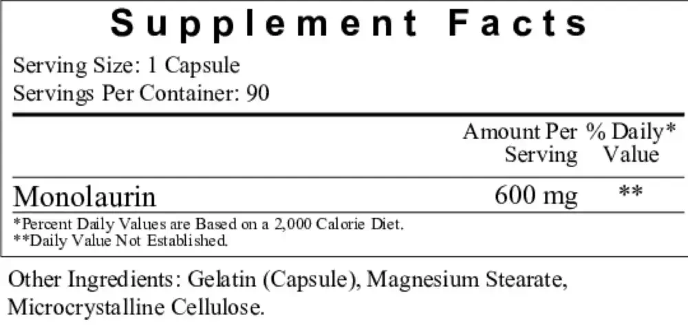 Product image for Monolaurin 600mg.