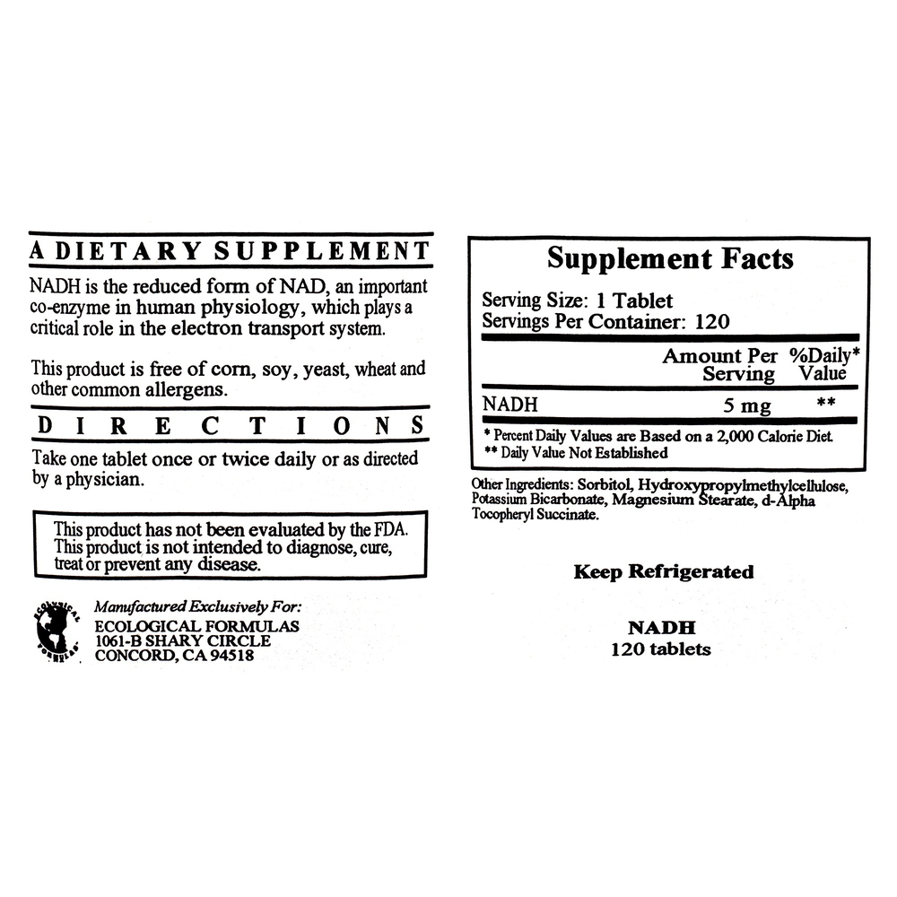 Product image for NADH 5mg.