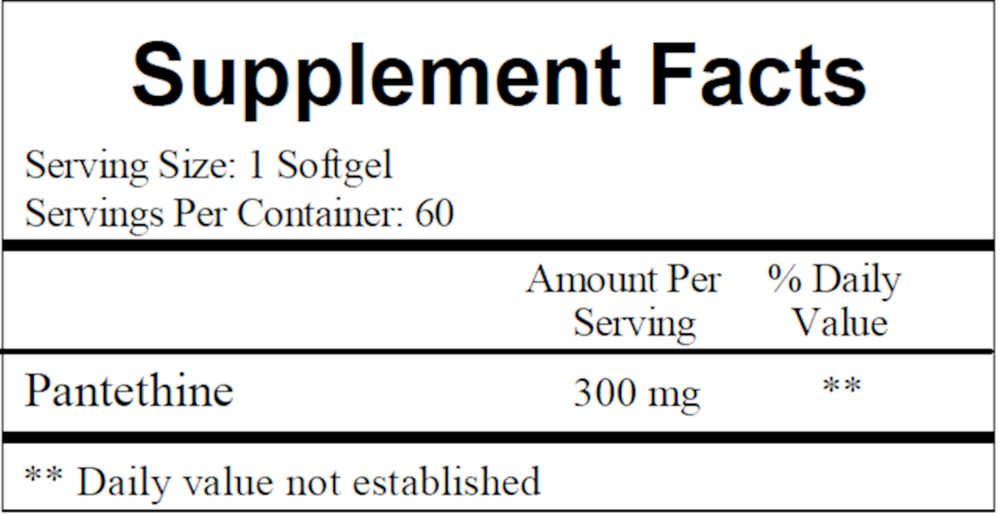 Product image for Pantethine 300mg (Pantesin).