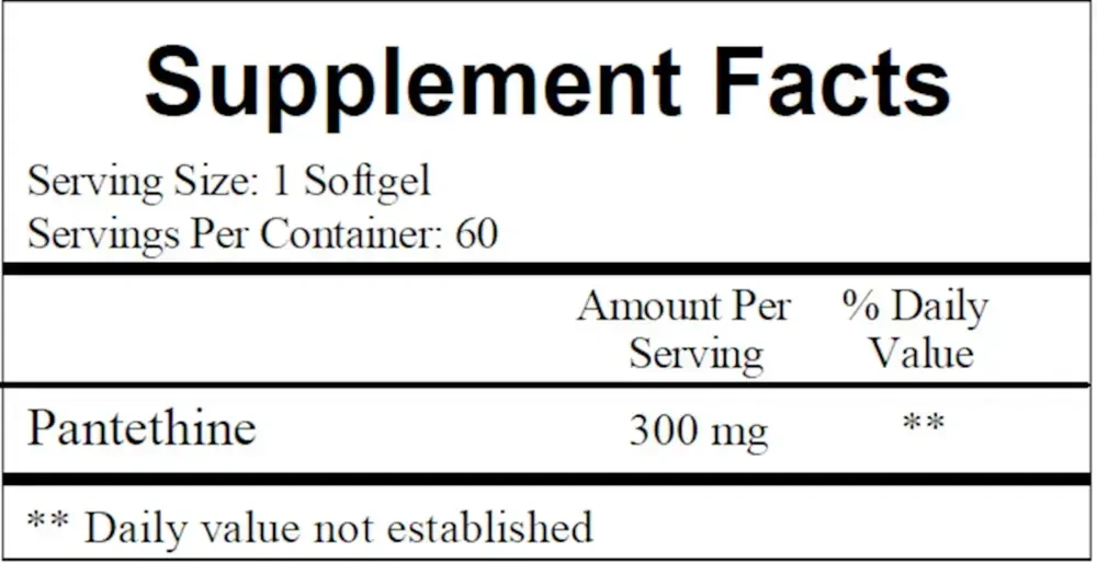Product image for Pantethine 300mg (Pantesin).