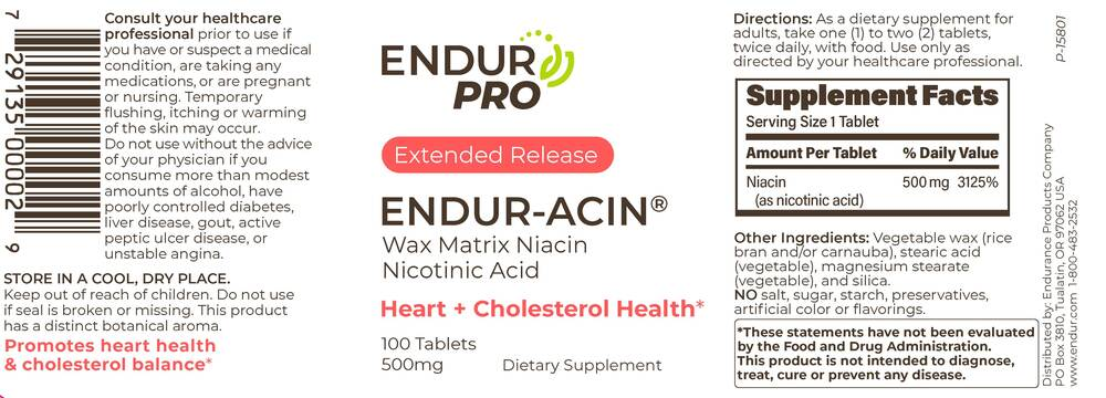Product image for Endur-Acin ER 500mg 100 tab.