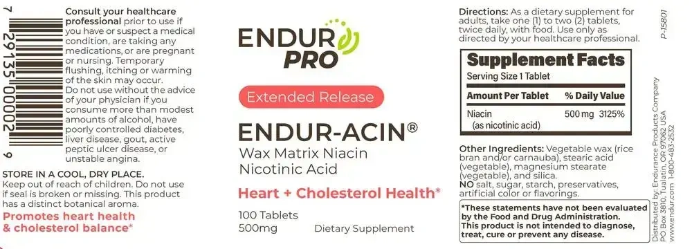 Product image for Endur-Acin ER 500mg 100 tab.