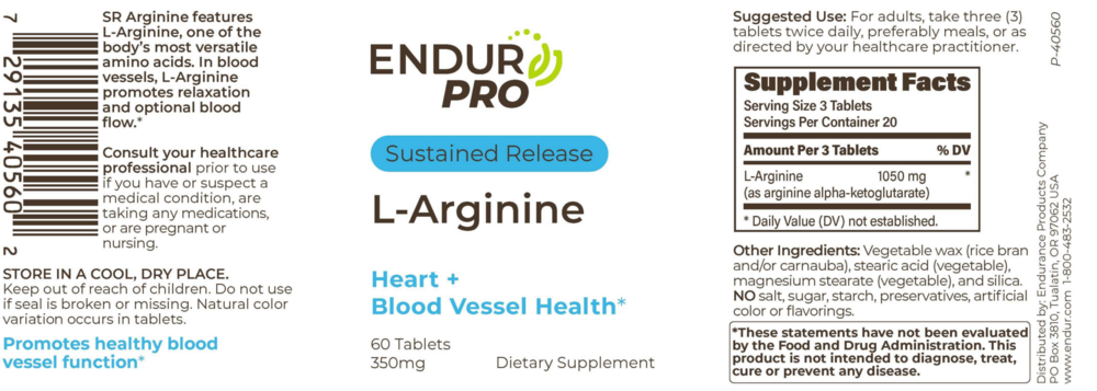 Product image for L-Arginine SR 350mg 60 Tab.