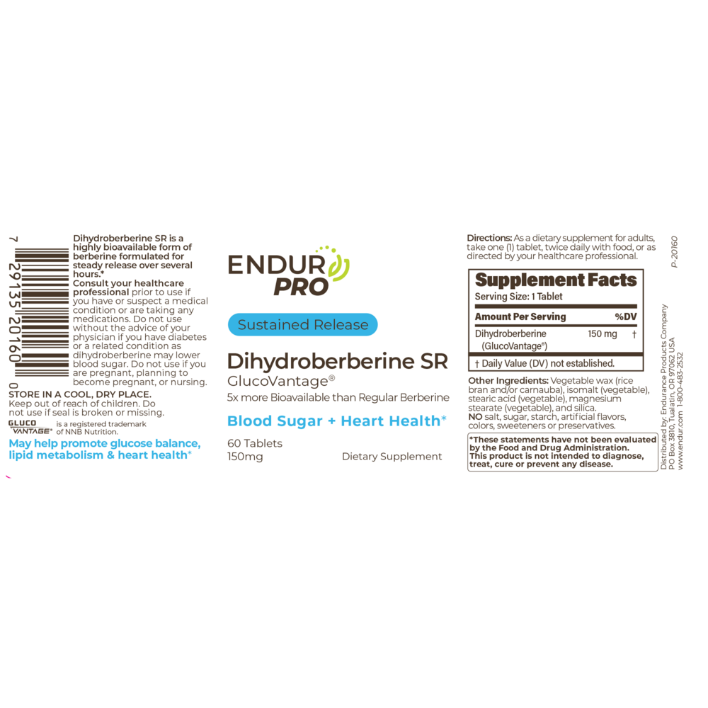 Product image for Dihydroberberine SR 150mg 180 tab.