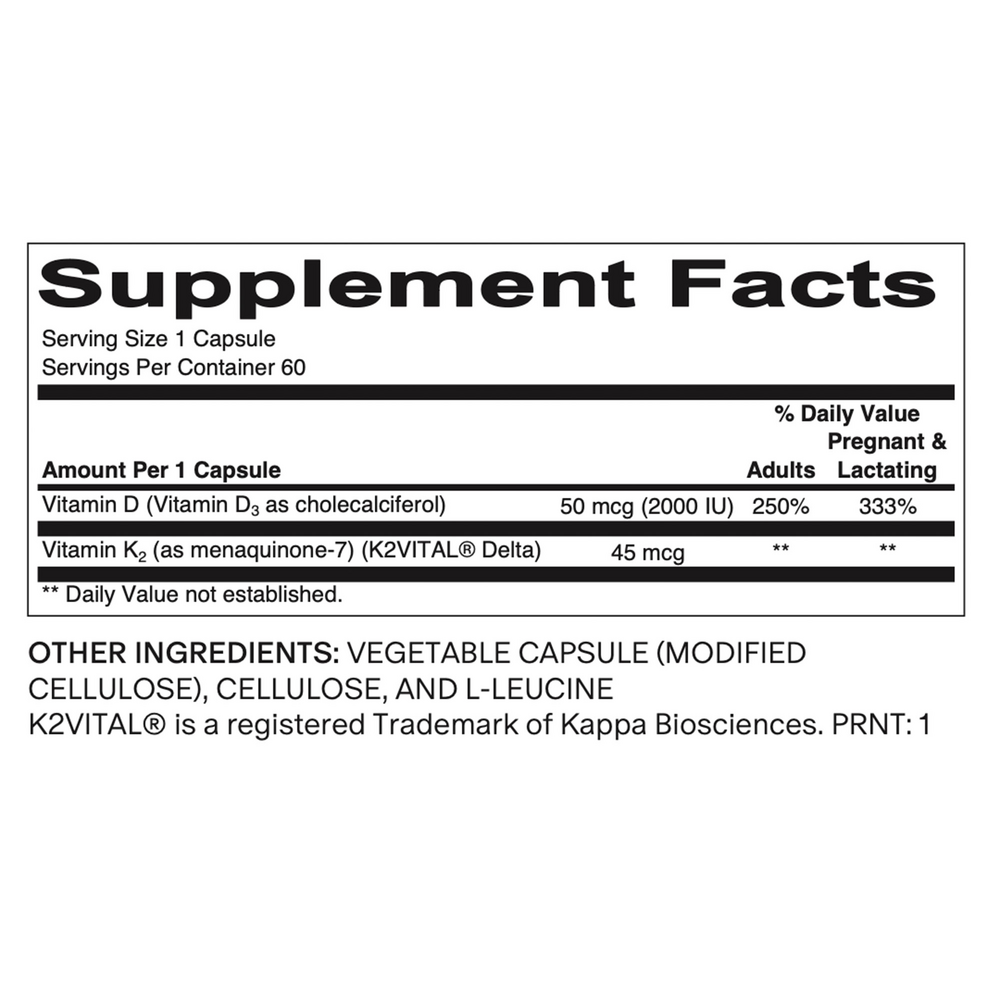 Product image for Vitamin D3+K2.