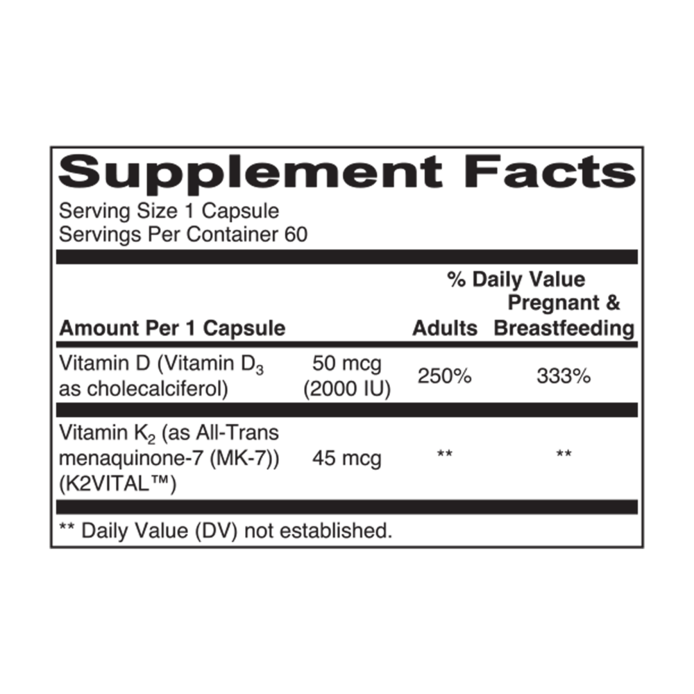 Product image for Vitamin D3+K2.
