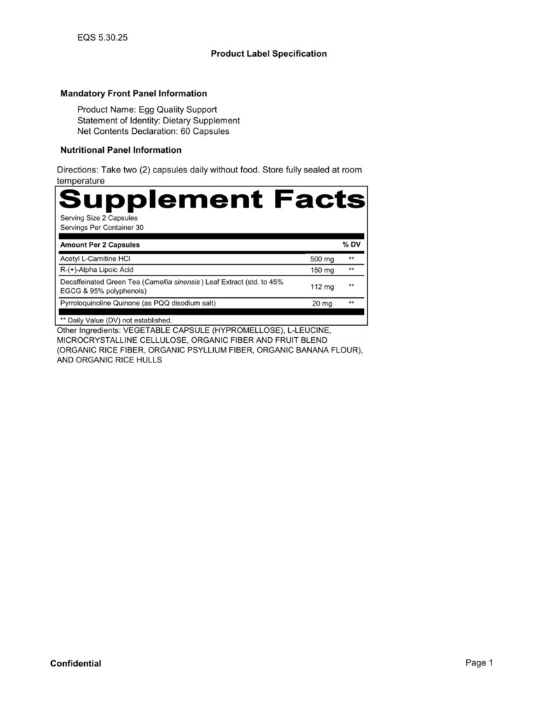 Product image for Egg Quality Support.