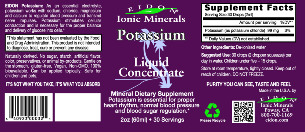 Product image for Eidon Ionic Minerals - Potassium.