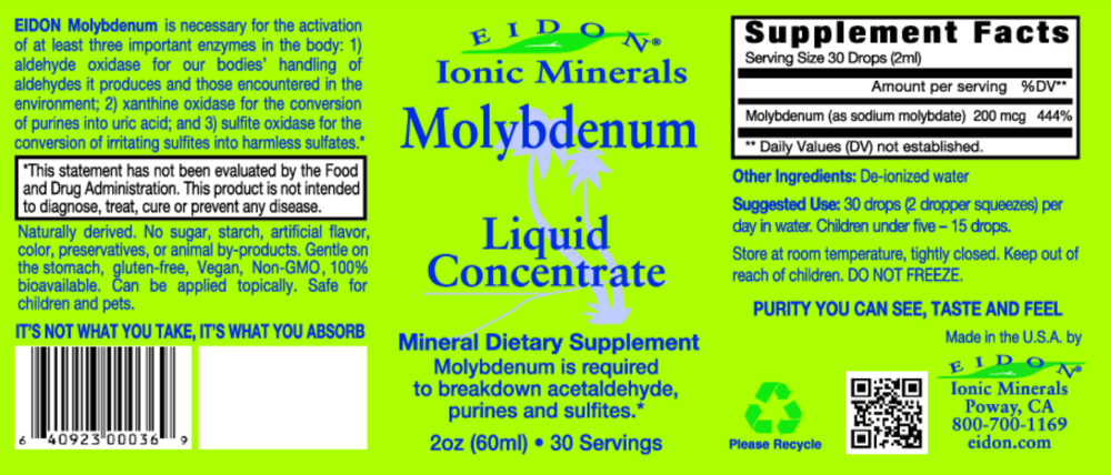 Product image for Eidon Ionic Minerals - 2oz Molybdenum Li.