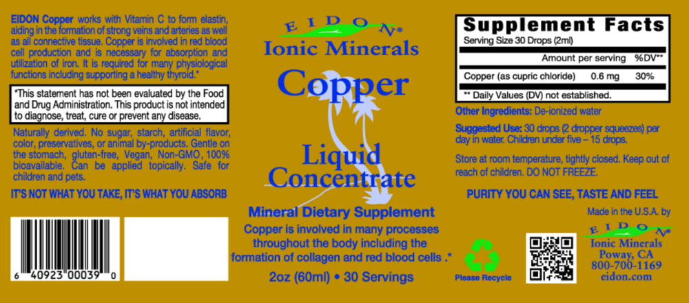 Product image for Eidon Ionic Minerals - Copper Liquid.